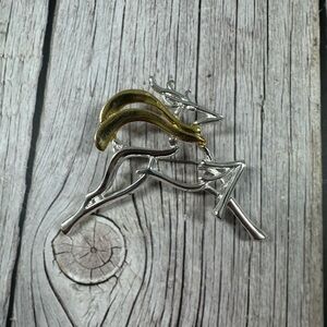 Silver and Gold Reindeer Brooch